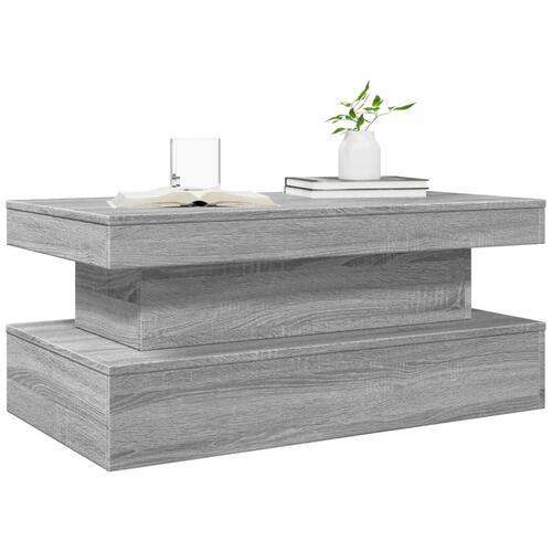 Sofabord med LED-lys 90x50x40 cm grå sonoma-eg