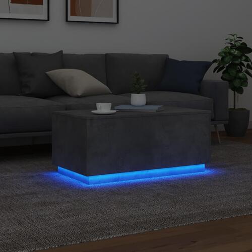 Sofabord med LED-lys 90x50x40 cm betongrå