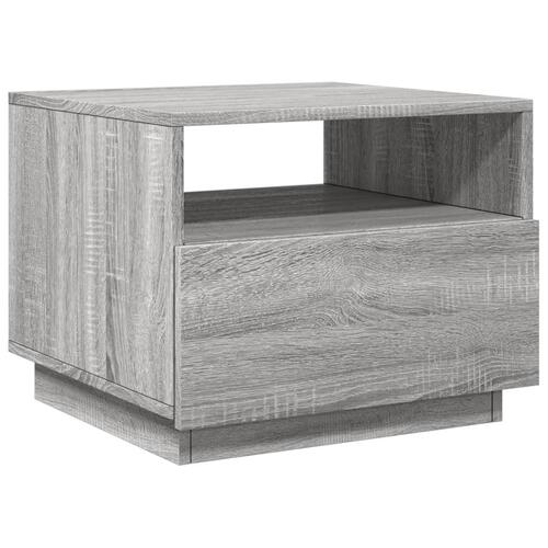 Sofabord med LED-lys 50x49x40 cm grå sonoma-eg
