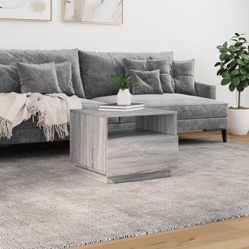 Sofabord med LED-lys 50x49x40 cm grå sonoma-eg