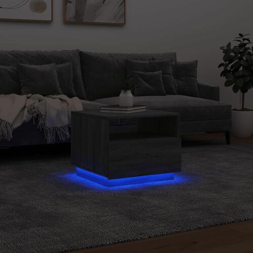 Sofabord med LED-lys 50x49x40 cm grå sonoma-eg