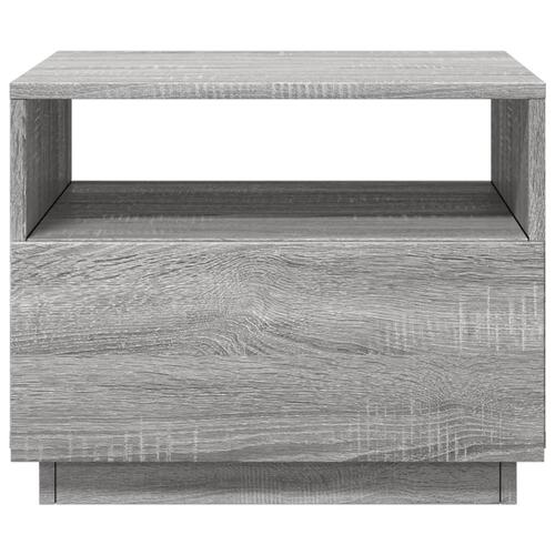 Sofabord med LED-lys 50x49x40 cm grå sonoma-eg