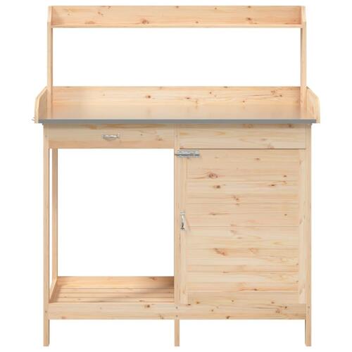 Pottebænk med skab 110,5x45x124,5 cm massivt grantræ