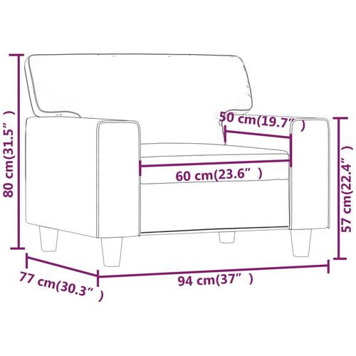 Lænestol 60 cm kunstlæder grå