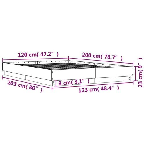 Sengestel 120x200 cm konstrueret træ betongrå