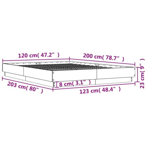 Sengestel 120x200 cm konstrueret træ sort