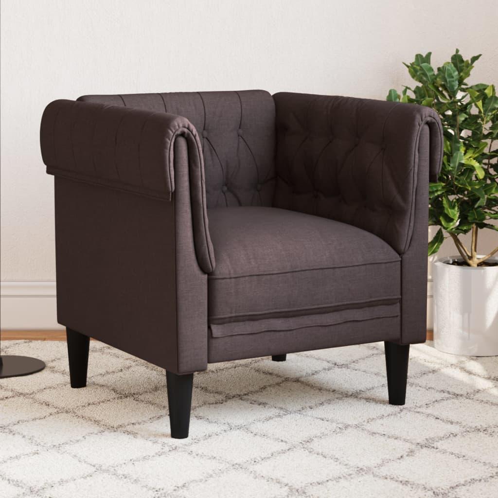 Chesterfield-sofastol stof mørkebrun