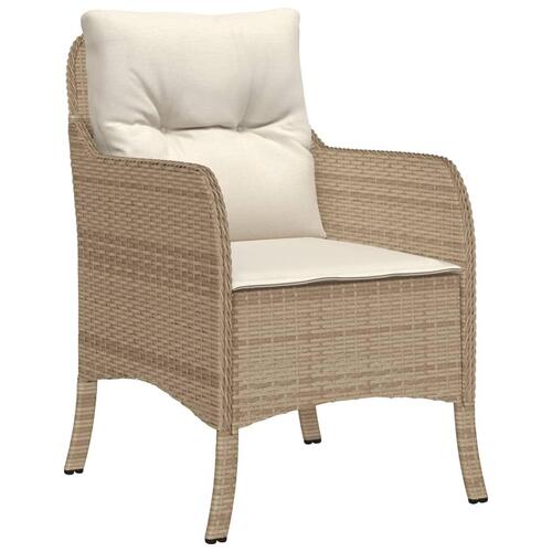 Spisebordssæt til haven 7 dele med hynder polyrattan beige