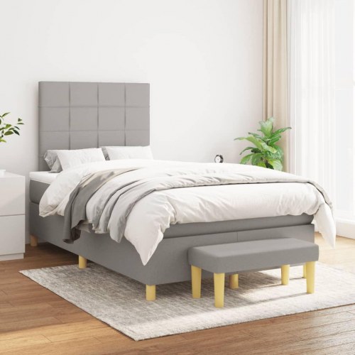 Kontinentalseng med madras 120×190 cm - stof, lysegrå