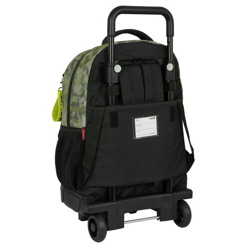 Skolerygsæk med Hjul Kelme Travel Sort Grøn 33 X 45 X 22 cm