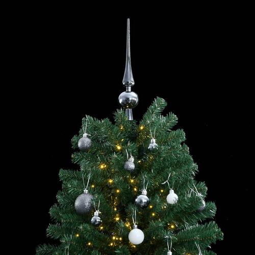 Kunstigt juletræ 300 LED'er og kuglesæt hængslet 210 cm