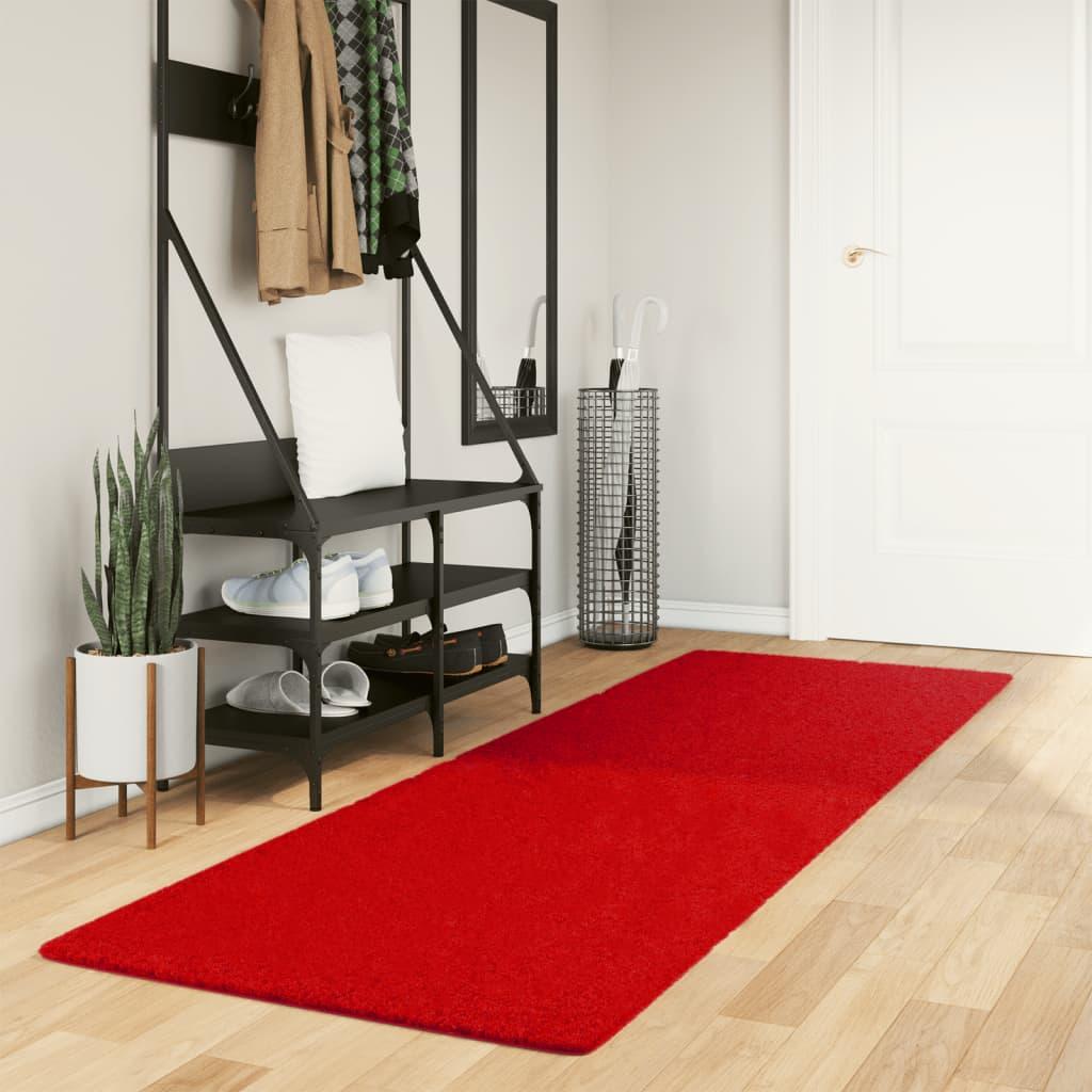 Gulvtæppe OVIEDO 80x250 cm kort luv rød