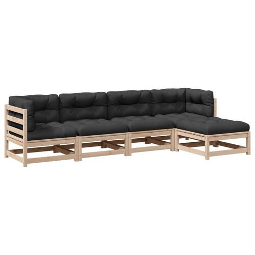 Sofasæt til haven 5 dele med hynder massivt fyrretræ