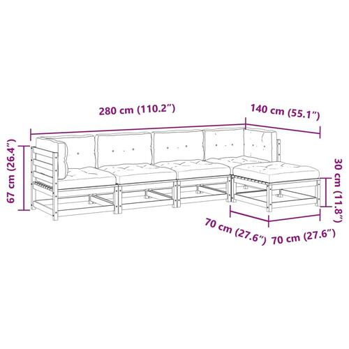 Sofasæt til haven 5 dele med hynder massivt fyrretræ
