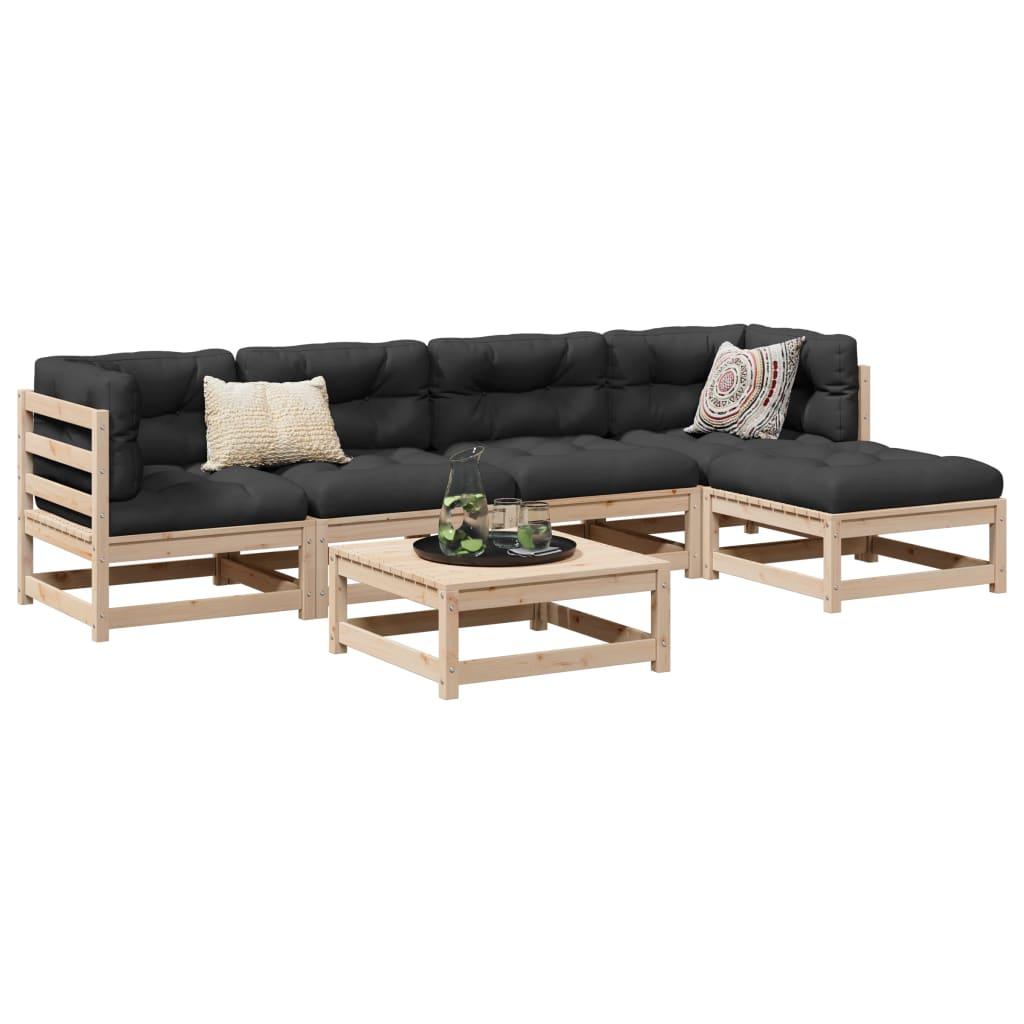 Sofasæt til haven 6 dele massivt fyrretræ