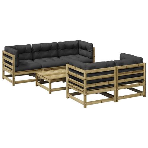 Sofasæt til haven 6 dele med hynder imprægneret fyrretræ