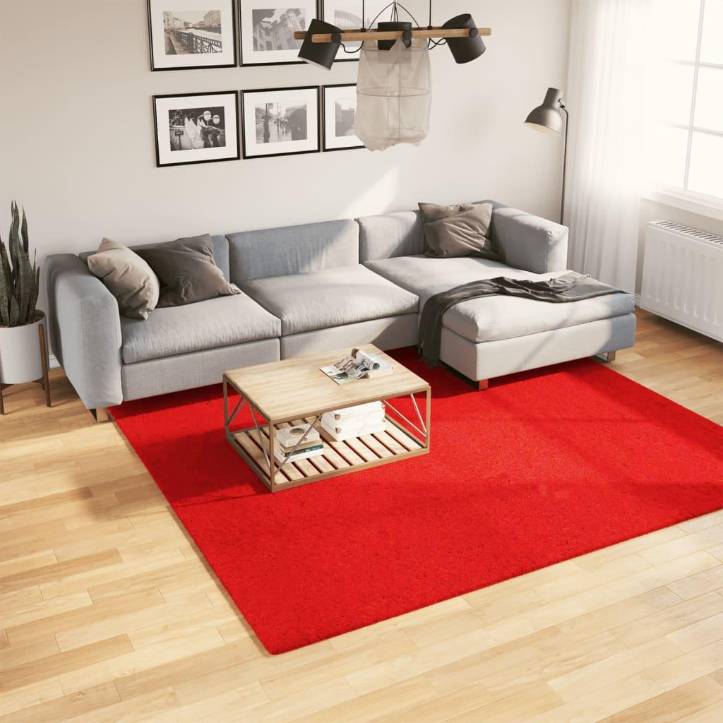 Gulvtæppe OVIEDO 240x240 cm kort luv rød