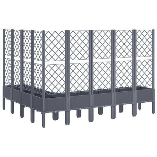 Plantekasse med espalier 200x160x142 cm PP blågrå