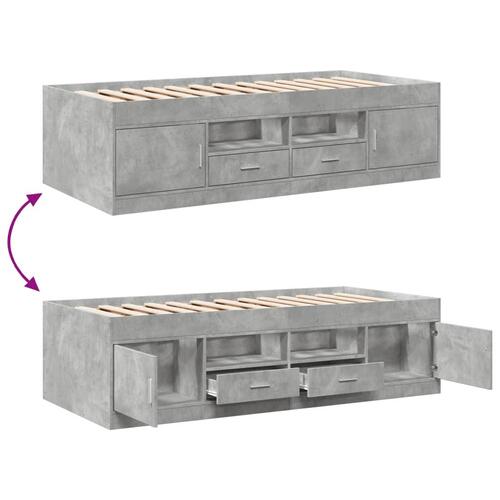 Daybed med skuffer 100x200 cm konstrueret træ betongrå