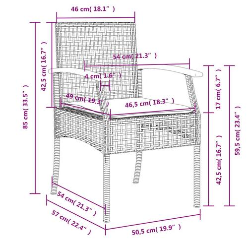 Spisebordssæt til haven 7 dele med hynder polyrattan beige