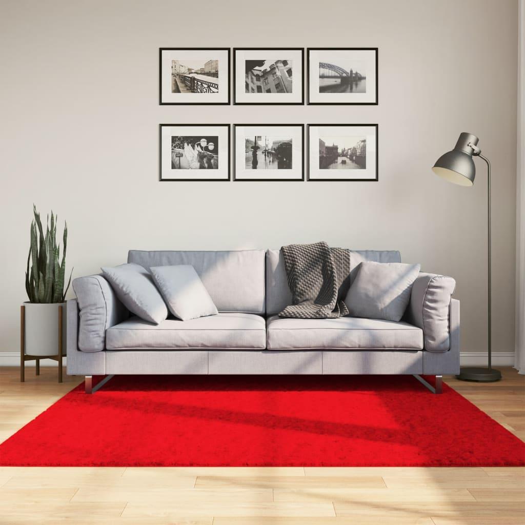 Gulvtæppe OVIEDO 160x160 cm kort luv rød