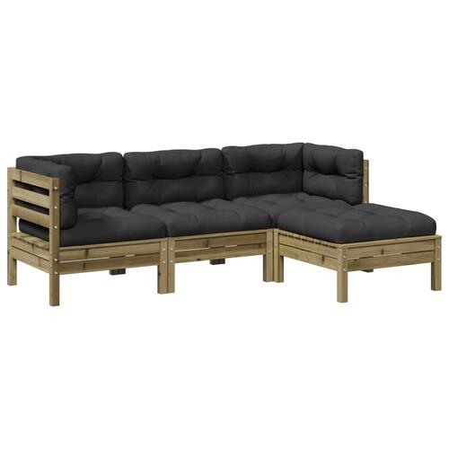 Sofasæt til haven 4 dele med hynder imprægneret fyrretræ