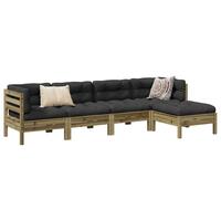 Sofasæt til haven 5 dele med hynder imprægneret fyrretræ