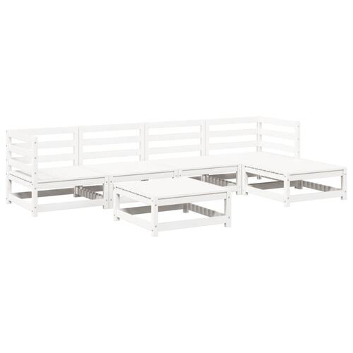Sofasæt til haven 6 dele massivt fyrretræ hvid