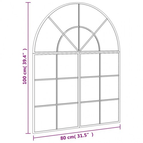 Vægspejl 80x100 cm buet jern sort