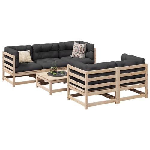 Sofasæt til haven 6 dele med hynder massivt fyrretræ