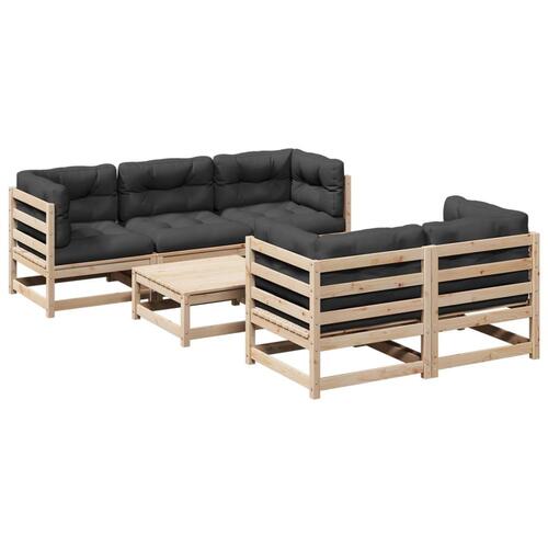 Sofasæt til haven 6 dele med hynder massivt fyrretræ