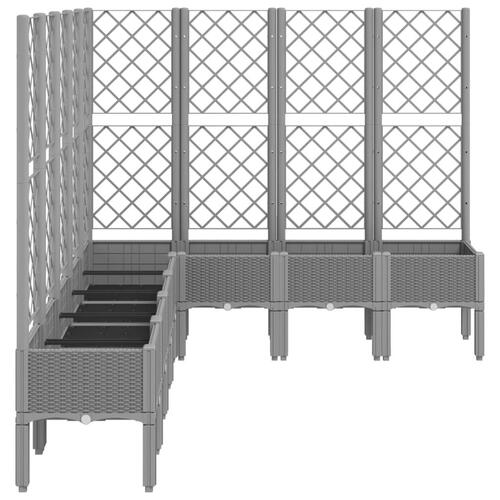 Plantekasse med espalier 200x160x142 cm PP lysegrå