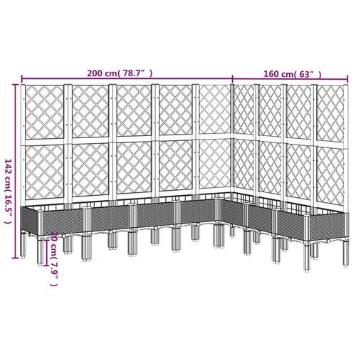 Plantekasse med espalier 200x160x142 cm PP lysegrå