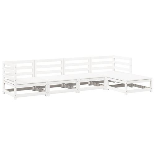 Sofasæt til haven 5 dele massivt fyrretræ hvid