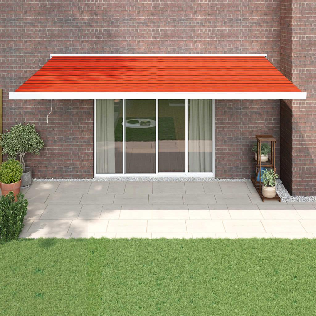 Foldemarkise 5x3 m stof og aluminium orange og brun