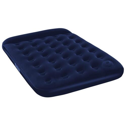 luftmadras med velourtop og indbygget fodpumpe 191x137x28 cm