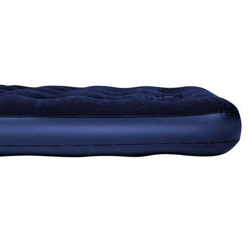 luftmadras med velourtop og indbygget fodpumpe 191x137x28 cm