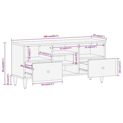 Tv-bord 100x33x46 cm massivt mangotræ