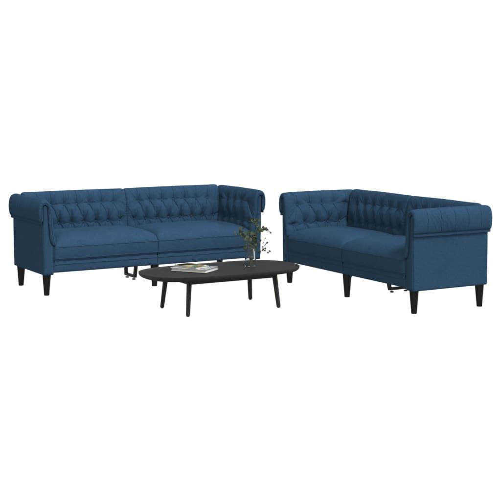 2 personers sofa stof blå