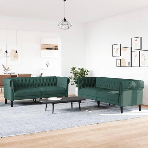 Sofasæt 2 dele stof mørkegrøn
