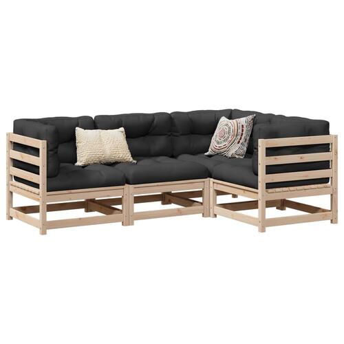 Sofasæt til haven 4 dele massivt fyrretræ