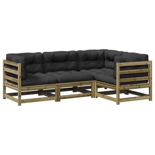 Sofasæt til haven 4 dele med hynder imprægneret fyrretræ