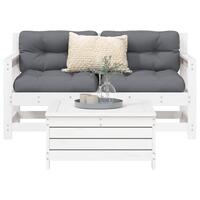 Sofasæt til haven 3 dele massivt fyrretræ hvid
