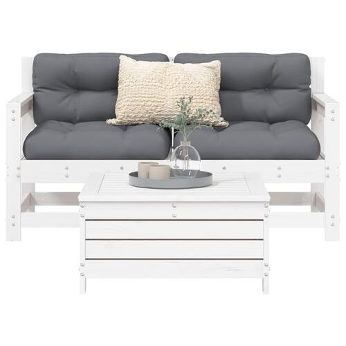 Sofasæt til haven 3 dele massivt fyrretræ hvid