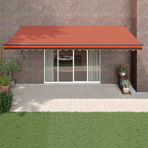 Foldemarkise 5x3 m stof og aluminium orange og brun