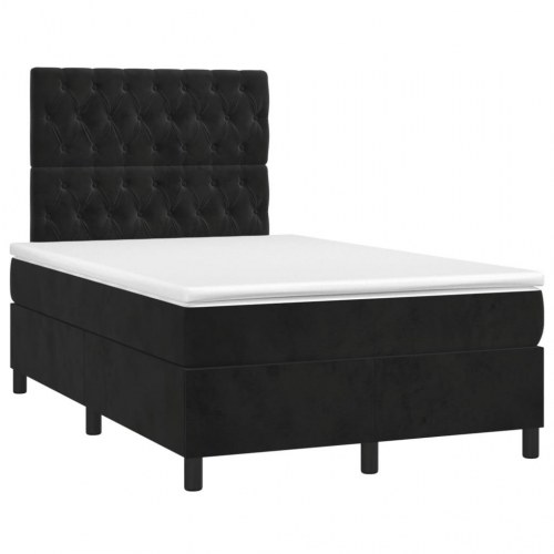Kontinentalseng med madras 120x190 cm - velour, sort