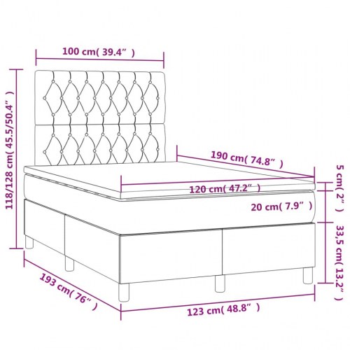 Kontinentalseng med madras 120x190 cm - velour, sort