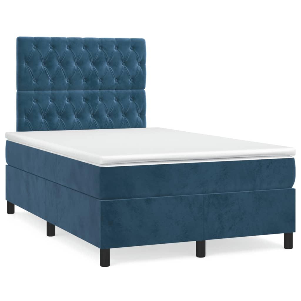 Kontinentalseng med madras 120x190 cm velour mørkeblå billede