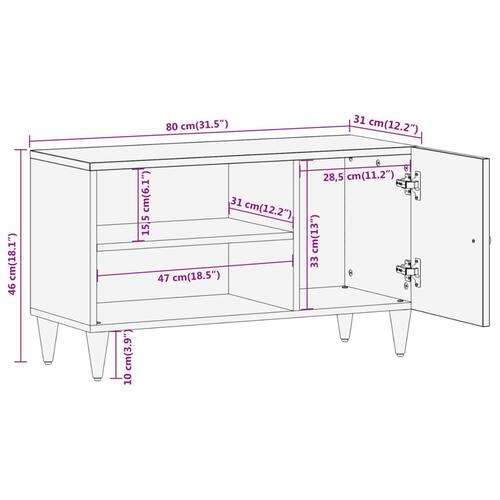 Tv-bord 80x31x46 cm massivt mangotræ