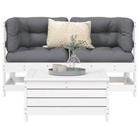 Sofasæt til haven 3 dele massivt fyrretræ hvid